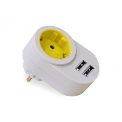 ADAPTADOR 1 TOMA + 2USB
