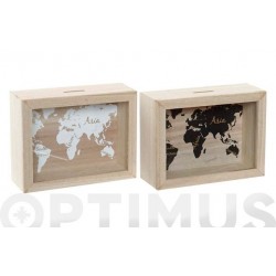 HUCHA MADERA CRISTAL  20 X...